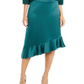 Saia feminina Alfani com babados assimétricos, verde, tamanho 6