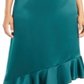 Saia feminina Alfani com babados assimétricos, verde, tamanho 6