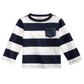 Camiseta listrada de algodão para meninos First Impressions Rugby, azul-marinho/branco, tamanho 18 meses