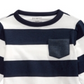 Camiseta listrada de algodão para meninos First Impressions Rugby, azul-marinho/branco, tamanho 18 meses