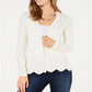 Cardigan feminino Charter Club com frente aberta, branco, tamanho médio