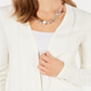 Cardigan feminino Charter Club com frente aberta, branco, tamanho médio
