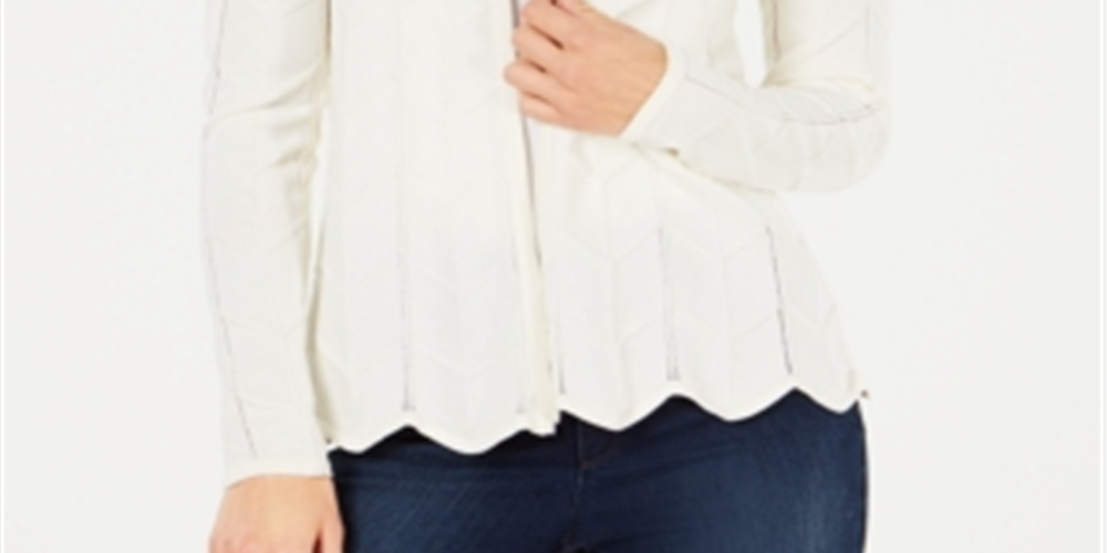 Cardigan feminino Charter Club com frente aberta, branco, tamanho médio