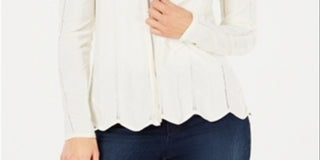 Cardigan feminino Charter Club com frente aberta, branco, tamanho médio