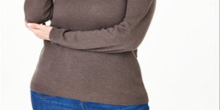 Suéter feminino de manga comprida Charter Club, marrom, tamanho 2X