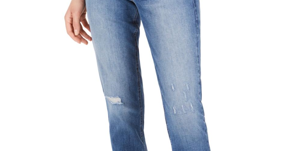 Calça jeans mom desgastada Alicia de cintura alta feminina STS Blue, tamanho 32