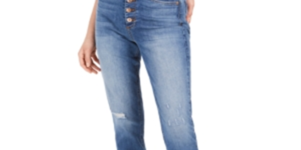 Calça jeans mom desgastada Alicia de cintura alta feminina STS Blue, tamanho 32