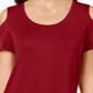 Camiseta feminina JM Collection com ombros descobertos e alças finas, vermelha, tamanho X-G