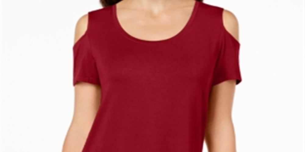 Camiseta feminina JM Collection com ombros descobertos e alças finas, vermelha, tamanho X-G