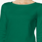 Charter Club Blusa feminina de algodão Pima com decote canoa e botões, verde, tamanho X-S