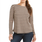 Blusa feminina estampada Charter Club com manga 3/4, marrom camelo, tamanho pequeno G