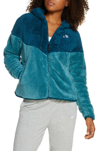 Jaqueta Nike Feminina Teal Solid com Zíper Verde Tamanho Grande