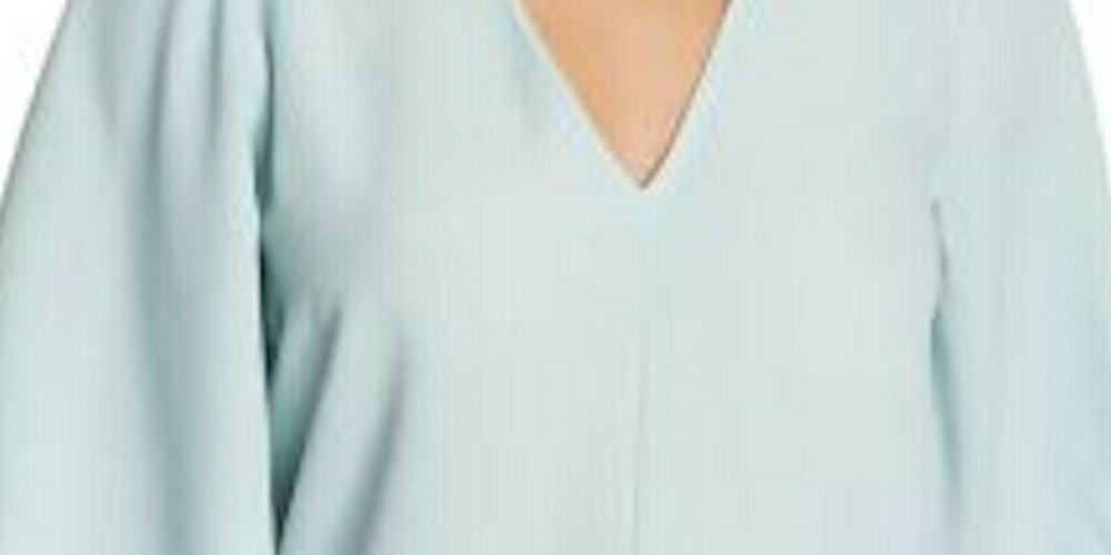 1.STATE Blusa feminina com amarração frontal e decote em V, verde, tamanho pequeno