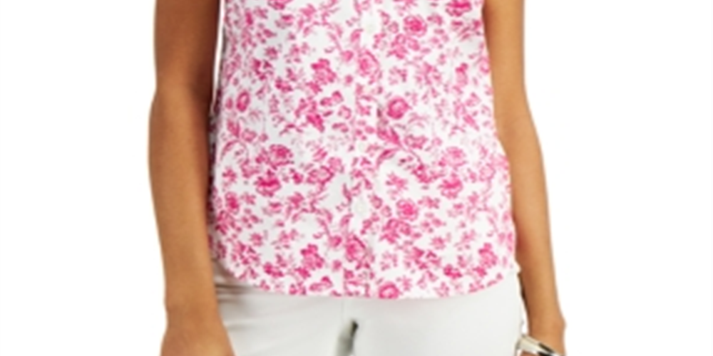 Camisa feminina sem mangas com estampa Toile Charter Club, rosa, tamanho 18