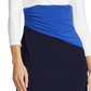 Vestido Ralph Lauren Feminino com Bloco de Cores, Manga Curta, Gola Joia, Acima do Joelho, Azul, Tamanho 18