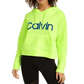 Calvin Klein Moletom com capuz feminino Performance Relaxed Logo Verde Tamanho Grande
