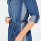 Jones Apparel Vestido feminino com bolsos, gola alta, manga comprida, tamanho 0, azul