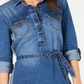 Jones Apparel Vestido feminino com bolsos, gola alta, manga comprida, tamanho 0, azul