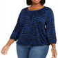 Camiseta feminina plus size Michael Kors com estampa de tigre e malha camponesa, tamanho 0X