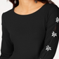 Blusa feminina com mangas enfeitadas da INC International Concepts, preta, tamanho XXL