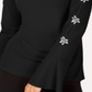 Blusa feminina com mangas enfeitadas da INC International Concepts, preta, tamanho XXL