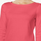 Charter Club Top feminino de algodão Pima com decote canoa e botões, tamanho XX-G, vermelho