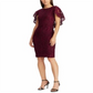 Vestido de renda com sobreposição de capa Ralph Lauren feminino, tamanho 2, cor merlot