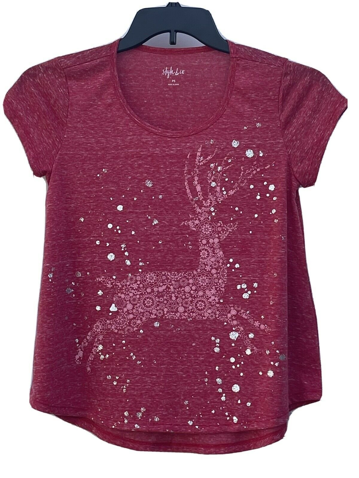 Blusa feminina com estampa gráfica e decote redondo, estilo &amp; co, rosa, tamanho pequeno