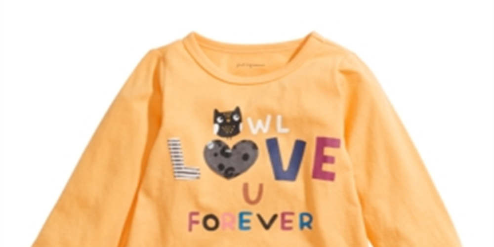 Camiseta infantil First Impressions Owl Love U para meninas, amarela, tamanho 3-6 meses