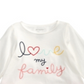 Camiseta Peplum de Algodão com Estampa de Família First Impressions para Bebê Menina, Branca, Tamanho 3-6M