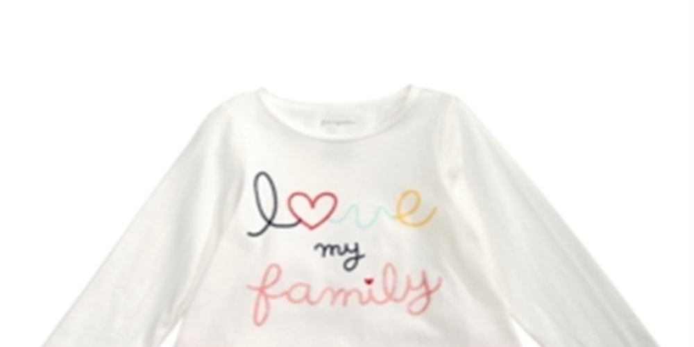 Camiseta Peplum de Algodão com Estampa de Família First Impressions para Bebê Menina, Branca, Tamanho 3-6M