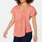 Blusa texturizada com mangas bufantes estilo &amp; co feminina, tamanho pequeno, blush