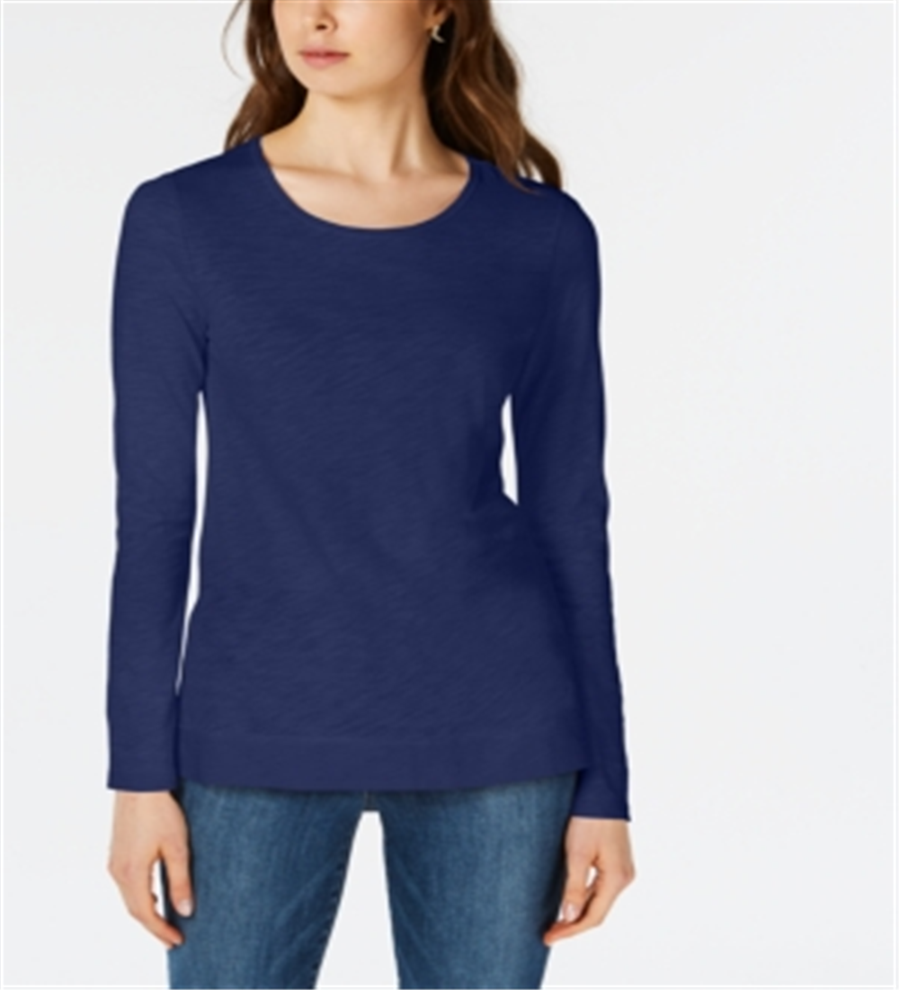 Camiseta feminina Maison Jules, azul, tamanho médio, manga curta