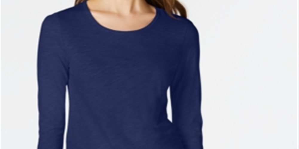 Camiseta feminina Maison Jules, azul, tamanho médio, manga curta