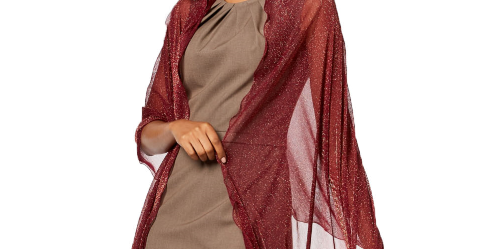 Vestido de festa feminino com babados e detalhes metálicos, vermelho, tamanho único, da INC International Concepts