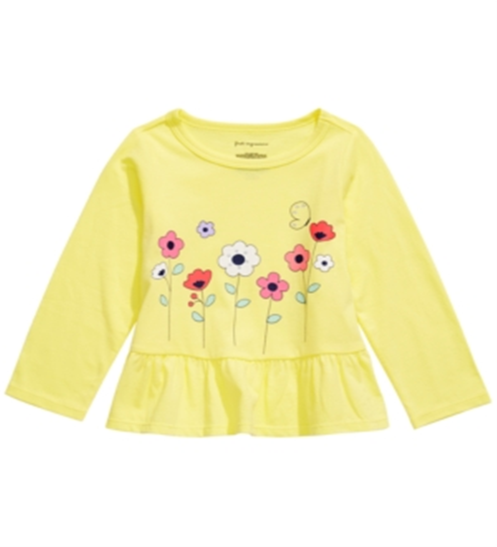 Camiseta infantil de algodão com estampa floral First Impressions para meninas, tamanho 6 a 9 meses