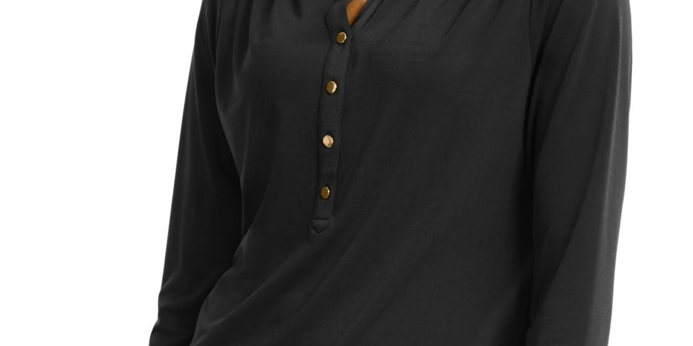 Blusa polo feminina Charter Club, preta, tamanho pequeno e pequeno
