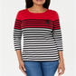 Blusa feminina listrada com blocos de cores Karen Scott, vermelha, tamanho pequeno G