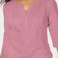 Karen Scott Top Henley Feminino com Renda Frontal Rosa Tamanho P