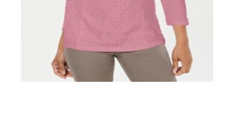 Karen Scott Top Henley Feminino com Renda Frontal Rosa Tamanho P