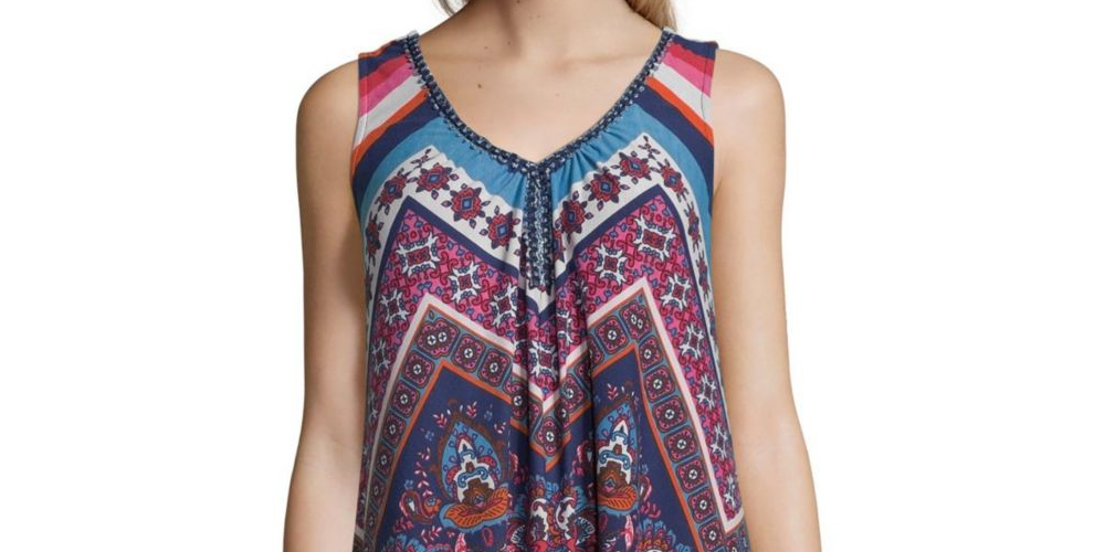 Vestido de malha estampado feminino John Paul Richard, azul marinho, tamanho G