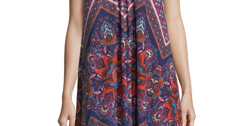 Vestido de malha estampado feminino John Paul Richard, azul marinho, tamanho G