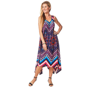 Vestido de malha estampado feminino John Paul Richard, azul marinho, tamanho G