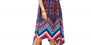 Vestido de malha estampado feminino John Paul Richard, azul marinho, tamanho G