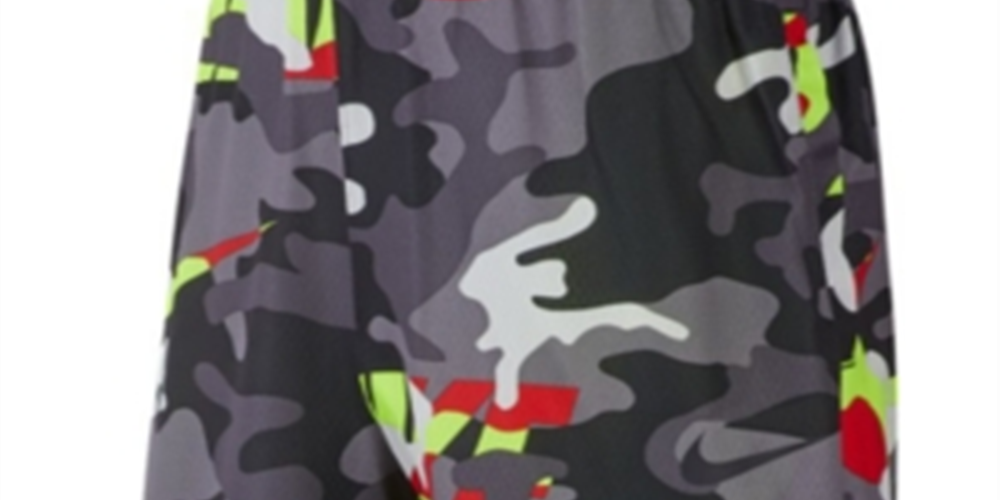 Shorts de treino Nike Dri FIT Camo para meninos, cinza, tamanho médio