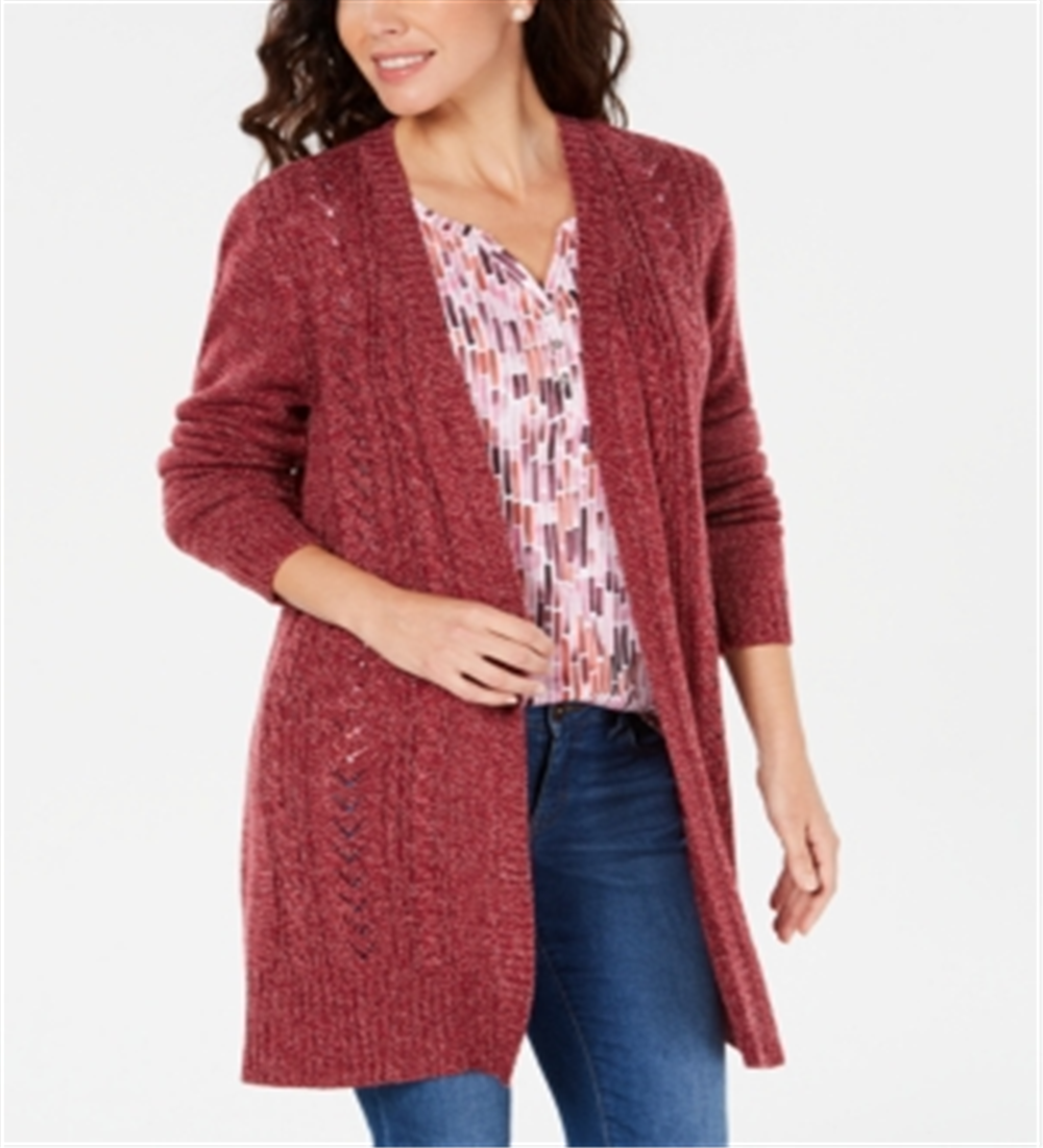 Karen Scott Turbo Duster Cardigan Feminino Vermelho Tamanho XS