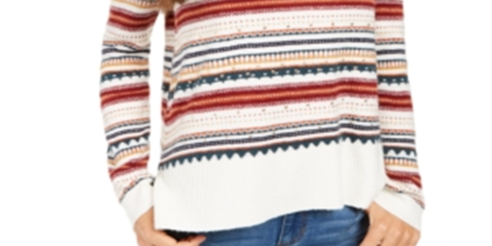 Suéter listrado com tachas feminino Style &amp; Co Worm Marfim tamanho PP