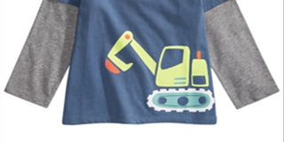 Camiseta infantil First Impressions Baby Boy com estampa de trator e camadas, azul, tamanho 24 meses