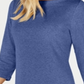 Karen Scott Blusa de malha feminina de algodão com decote canoa e manga 3/4, azul, tamanho XX-G