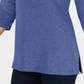 Karen Scott Blusa de malha feminina de algodão com decote canoa e manga 3/4, azul, tamanho XX-G